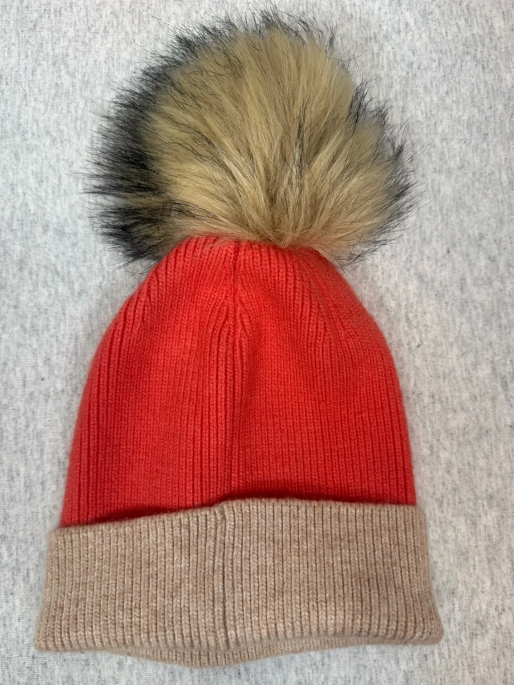 Anthropologie‎ Norla Beanie - Coral Pink with Faux Fur Pom-Pom 🎀❄️